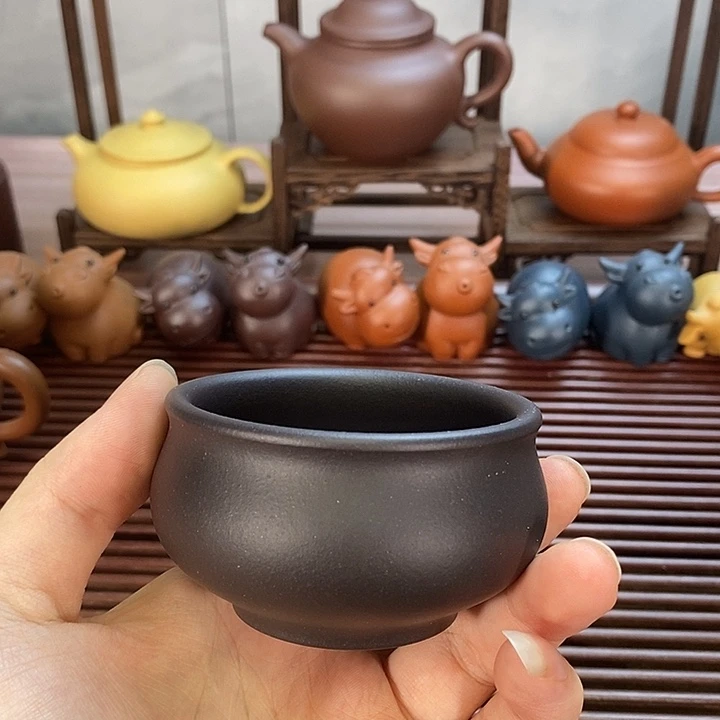 紫砂茶壶宜兴原矿底槽清紫砂杯