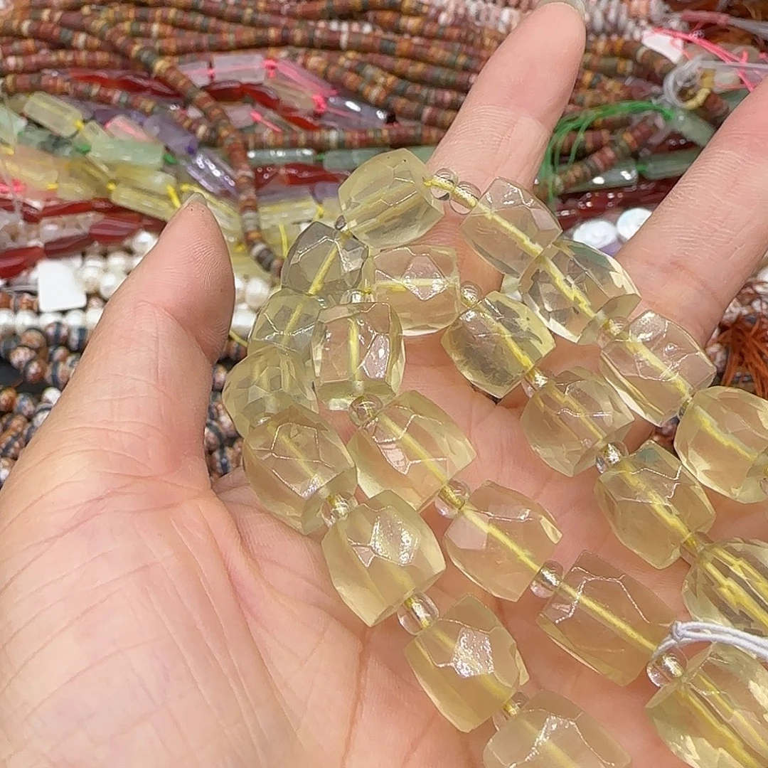 合金玛瑙/玉髓珠宝半成品柠檬黄水晶9mm一条