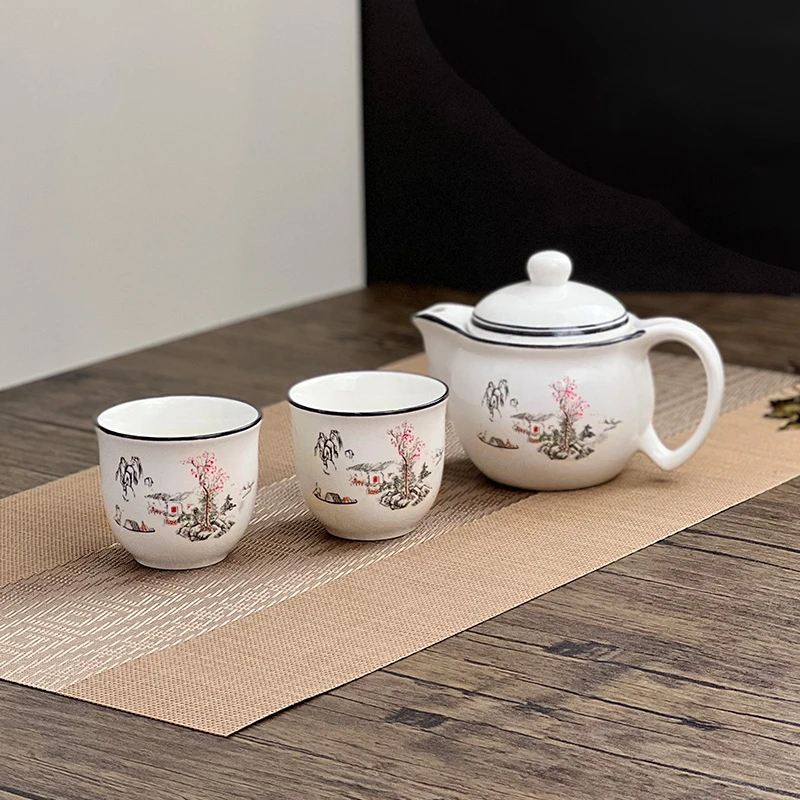 下午茶壶陶瓷茶壶耐高温家庭用小号茶壶凉开水壶办公室过滤凉水壶