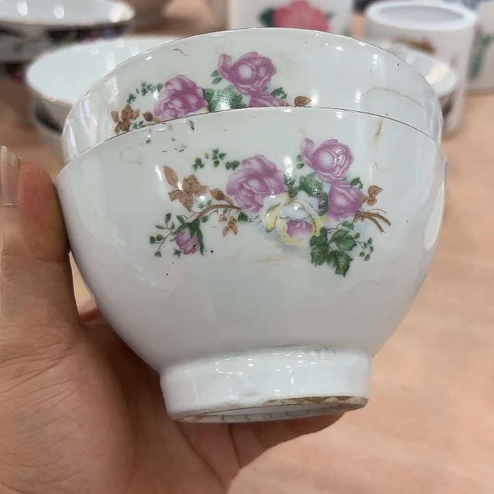 12.8公分，斗地米饭碗微瑕两个