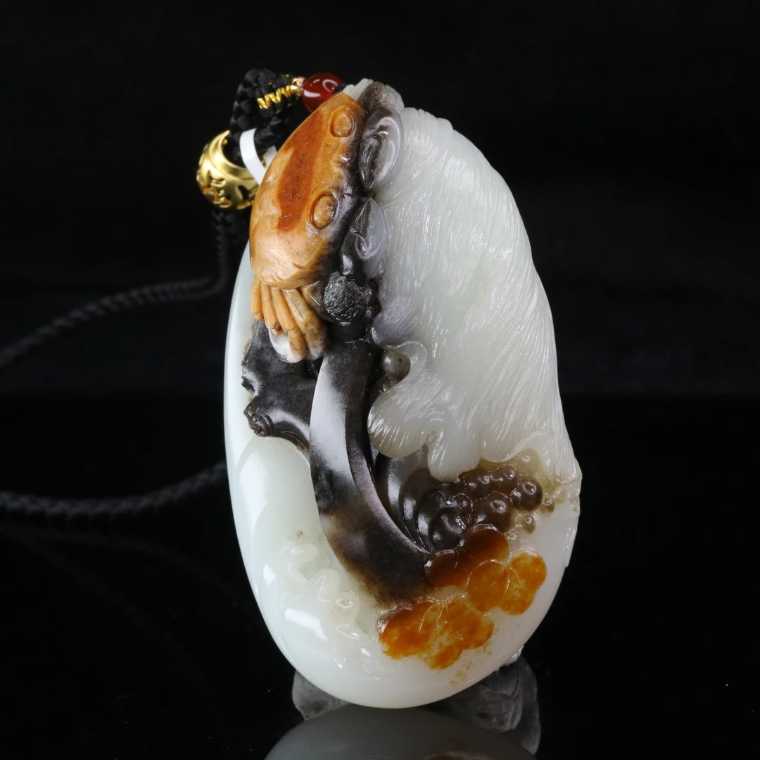 54和田玉聚黑皮代代有钱手把件/100619保利厦门拍卖