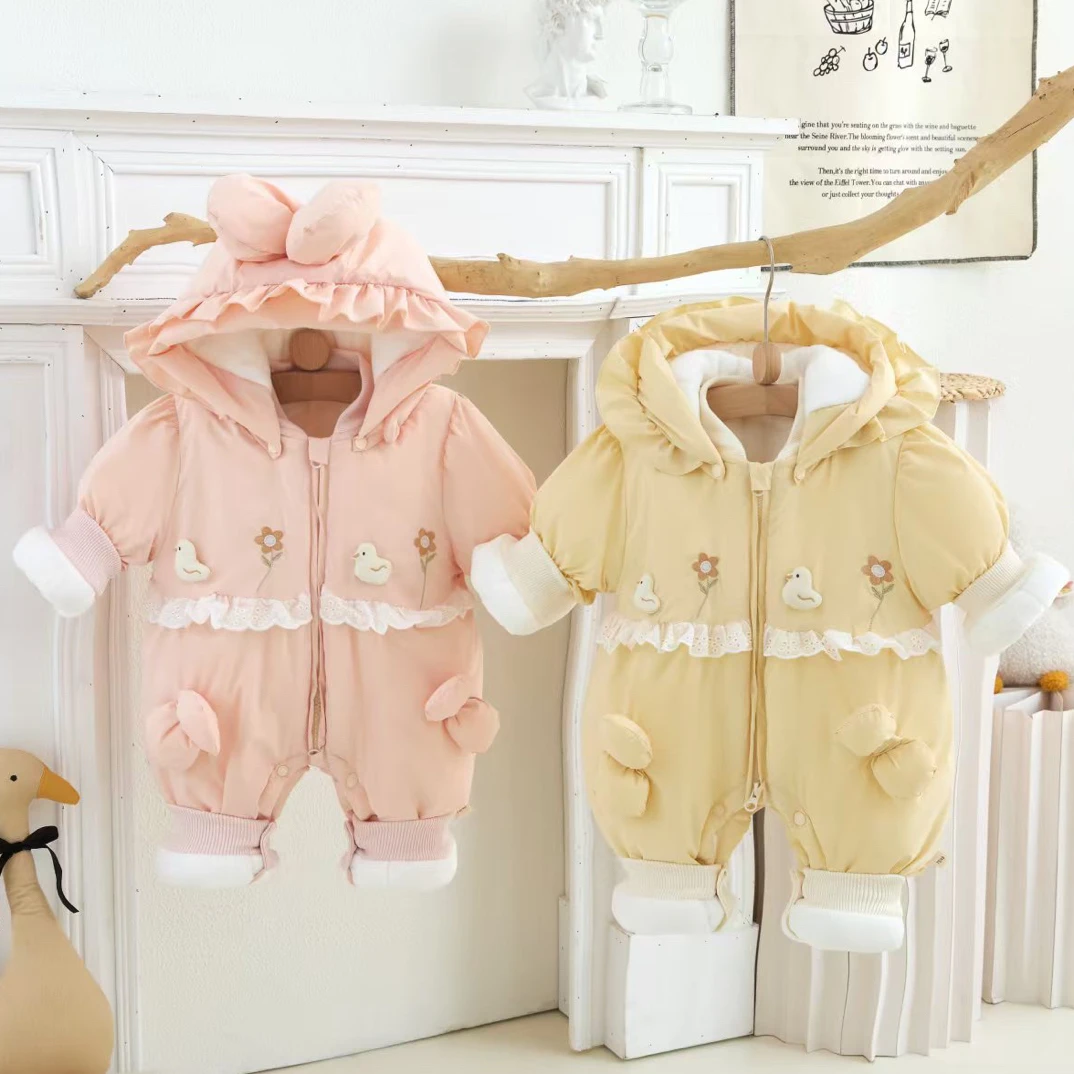A类哈衣冬季幼儿爬服加厚通用卡通百搭拉链女（小鸟版）