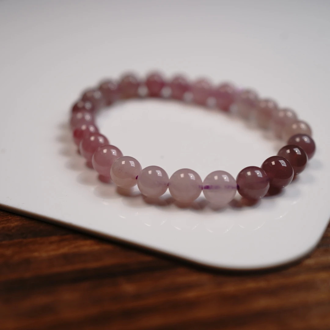 渐变紫粉水晶手串8mm+ KT24031563