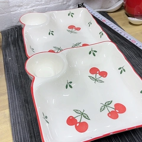 微瑕，不能明火，2个饺子盘