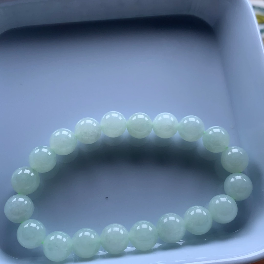 翡翠未镶嵌手链果绿15