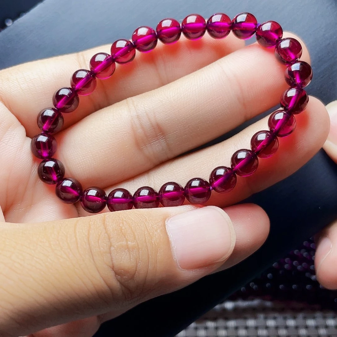手链未镶嵌石榴石7.0MM毕业级紫牙乌单圈天花板10A级