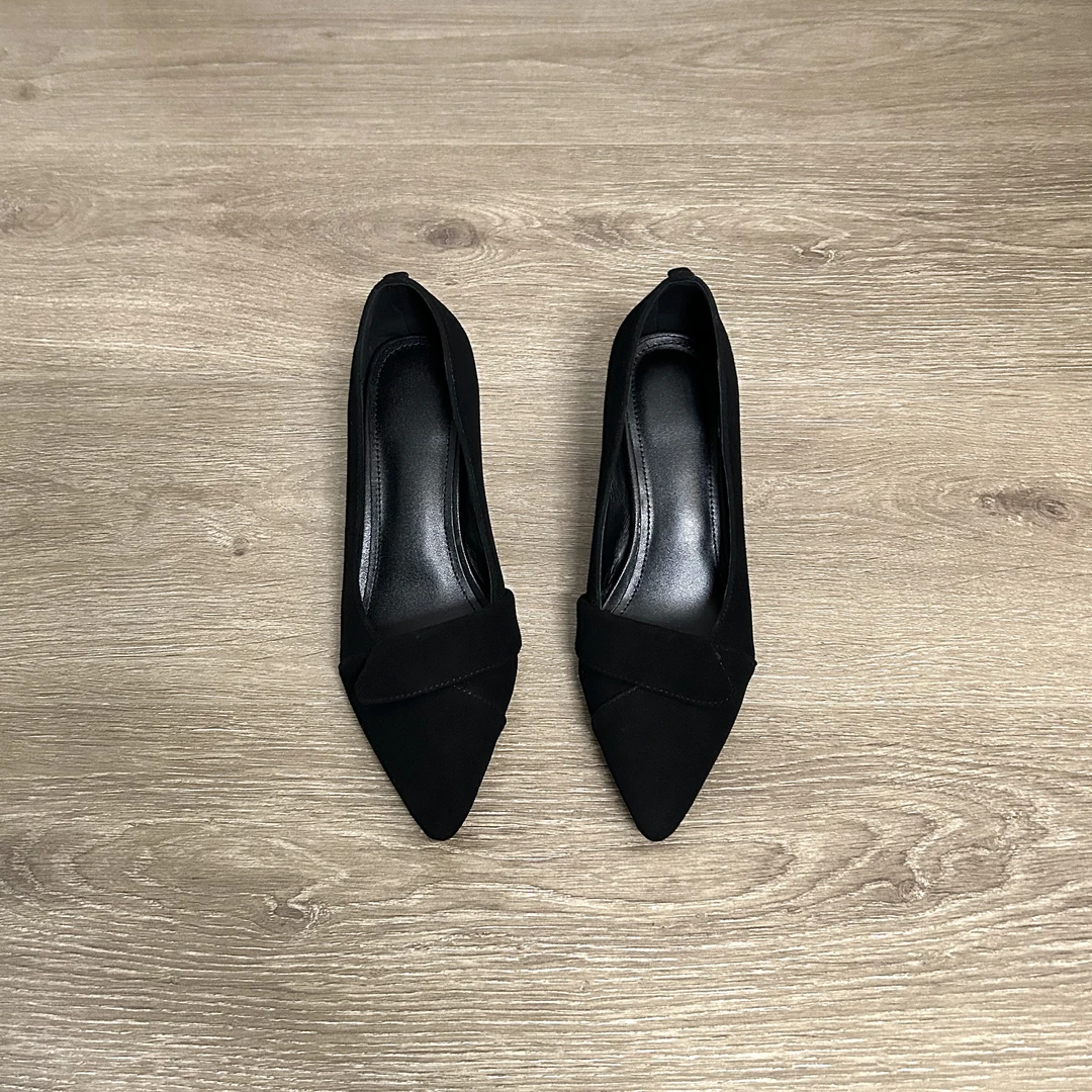 Dannyfrey气质极简风复古软羊皮早秋女百搭法式优雅浅口高跟单鞋