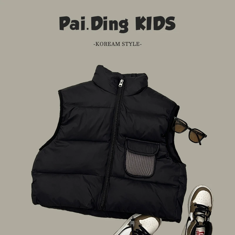 【现货】男女童复古森系棉马甲冬季保暖加棉加厚无袖上衣SJ4411