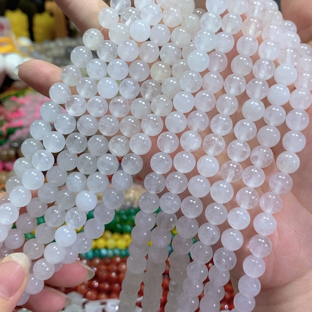 玛瑙/玉髓未镶嵌珠宝半成品雪花幽灵一条卡8mm