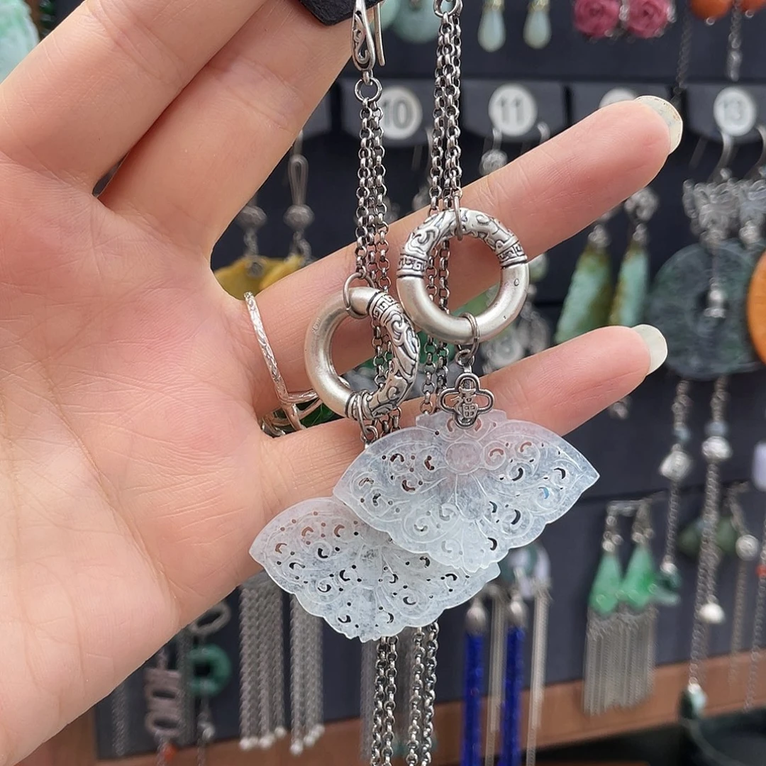 翡翠银S925镶嵌耳饰阿*537ghnhgg