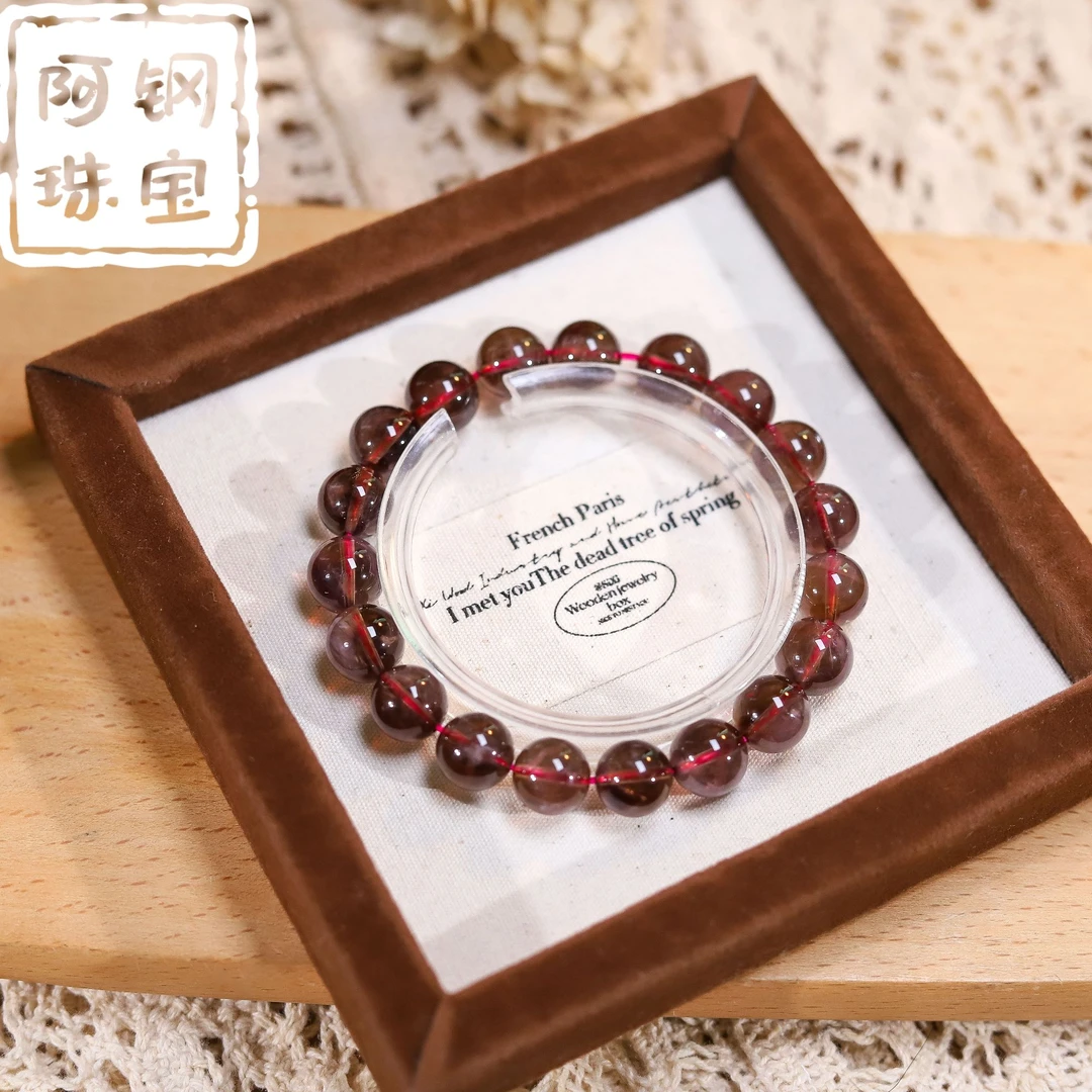 【稀缺】天然高品老矿玉化红极光23古老水晶手串手链JG180