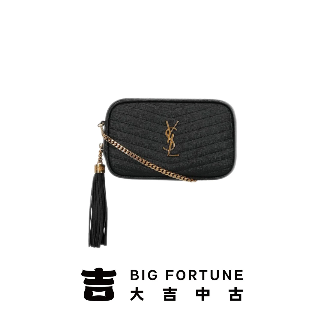99新 YSL/圣罗兰 大吉中古/sz/YSL圣罗兰黑金流苏相机斜挎包