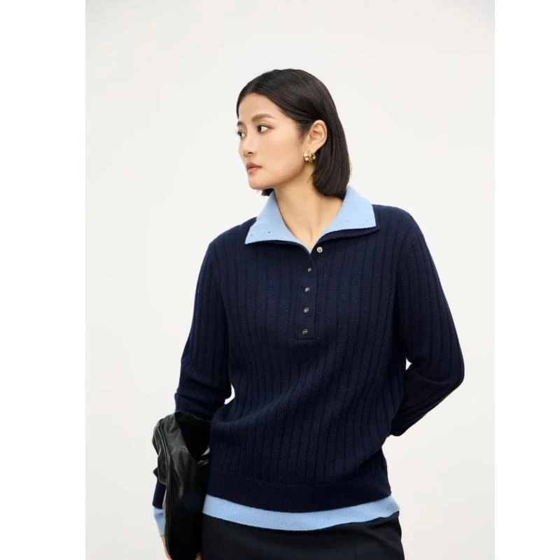 (H)2025秋冬款假两件百搭开衫毛衣 A8108