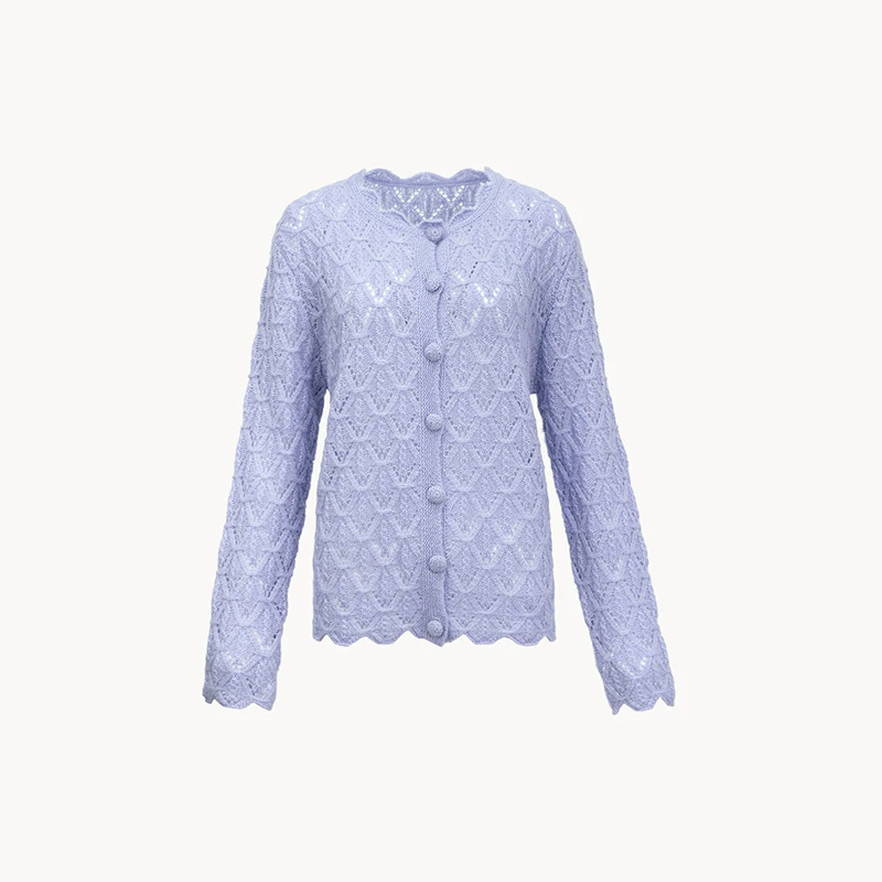 THE EASE【招牌丝羊绒】立体重工钩花工艺，四季款针织开衫/YR26025