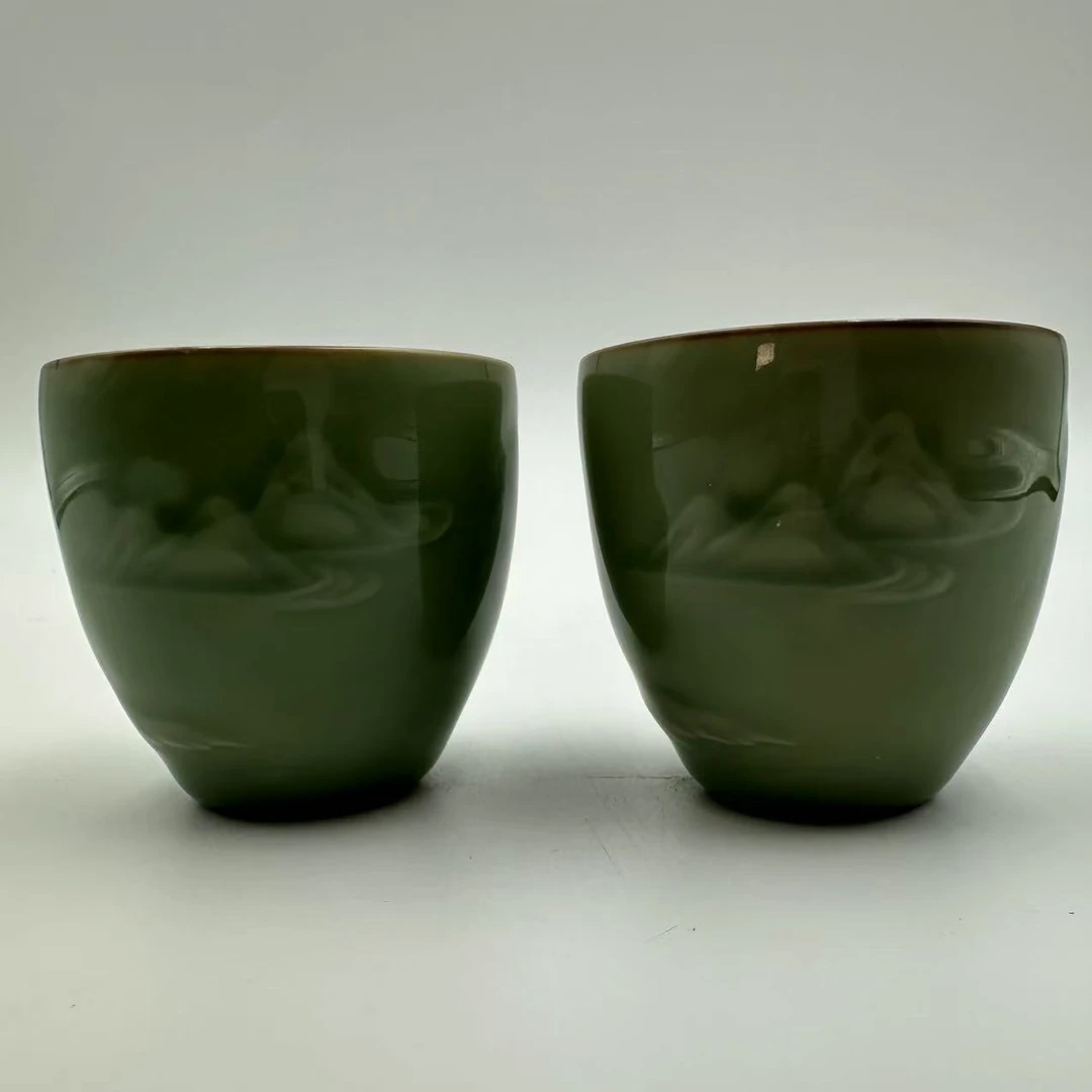 【青花国语】景德镇纯手工手绘山水茶杯一对套组