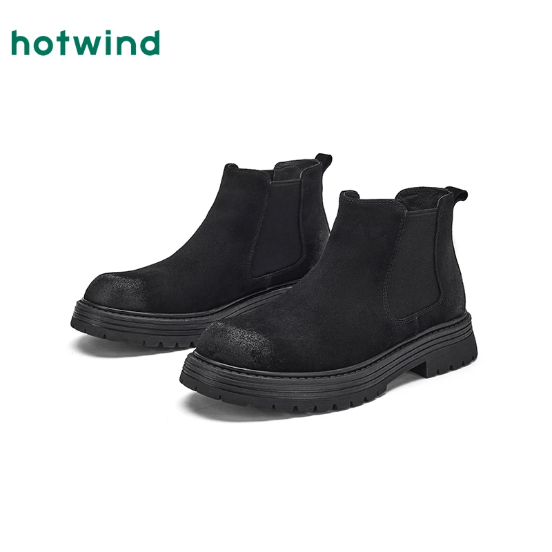 【热风商场专柜同款】2025年冬季新款男士靴子美式复古切尔西短筒靴