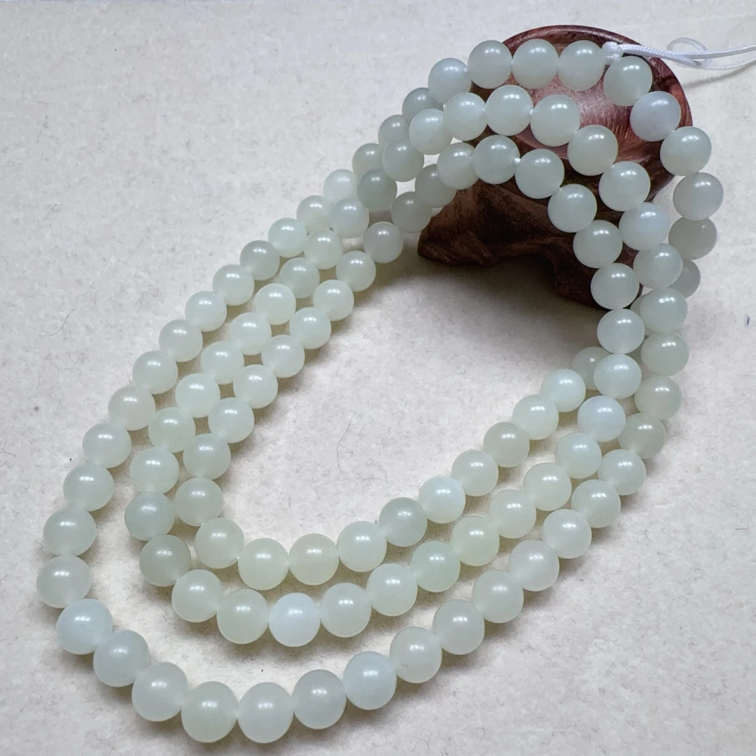 【伟伟鉴定】和田玉 山流水圆珠长串6 时尚百搭饰品