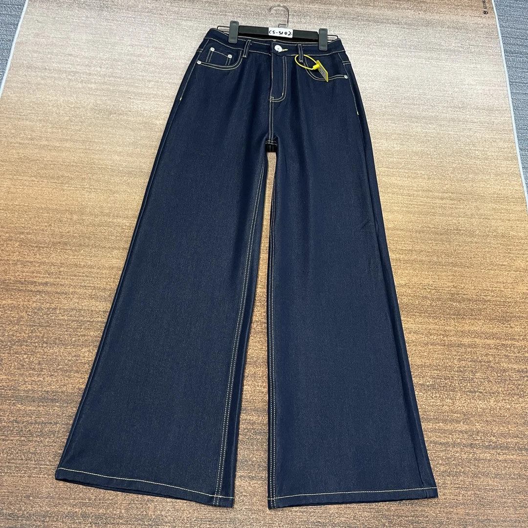 C5-3102 新款 高货 丹宁蓝超柔软抖抖厚款阔腿裤 无弹（不换退）