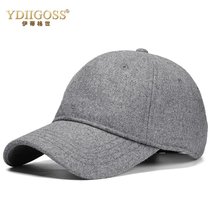 YDIIGOSS羊毛呢帽子男士冬季后闭口不加绒大码后封口棒球帽大头围