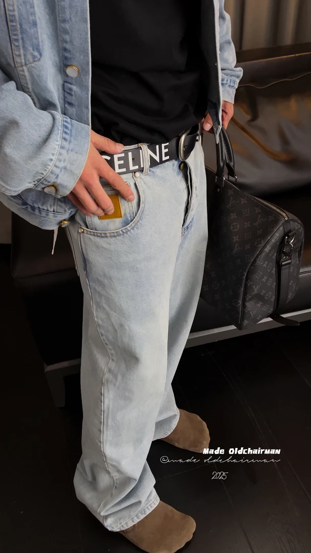 【oldchairman】贴布字母logo刺绣牛仔裤（宽松版本） DKZ0255