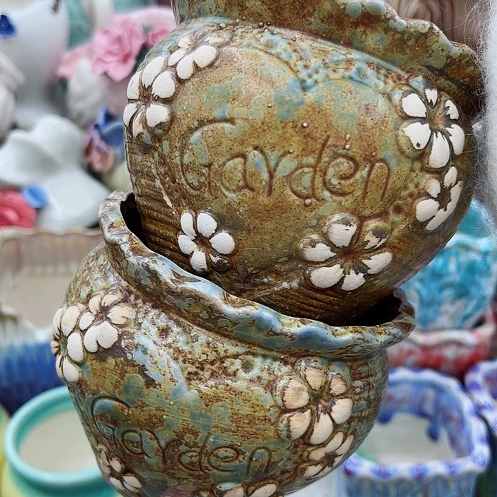 多肉绿植陶瓷花盆9.9包邮，有孔