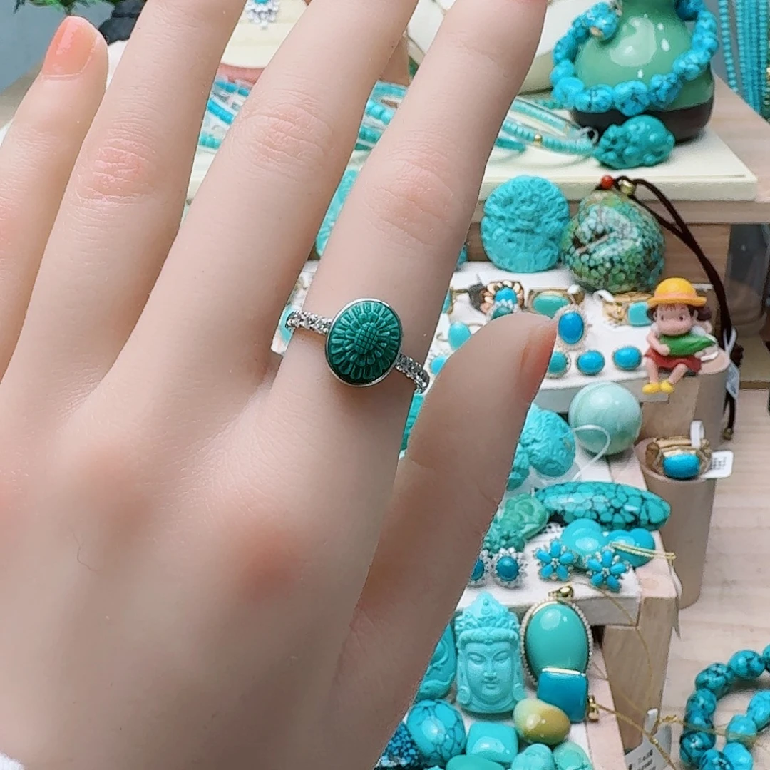 绿松石银S925镶嵌戒指