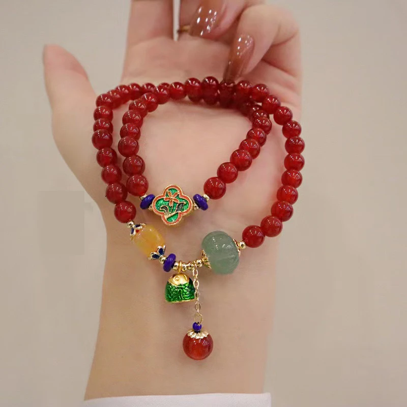 非金属仿珍珠手链 双圈玛手链 南瓜手链