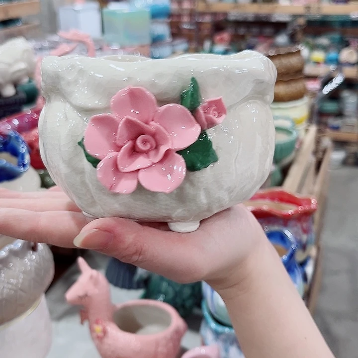 有孔.凑单10元陶瓷花盆发货！