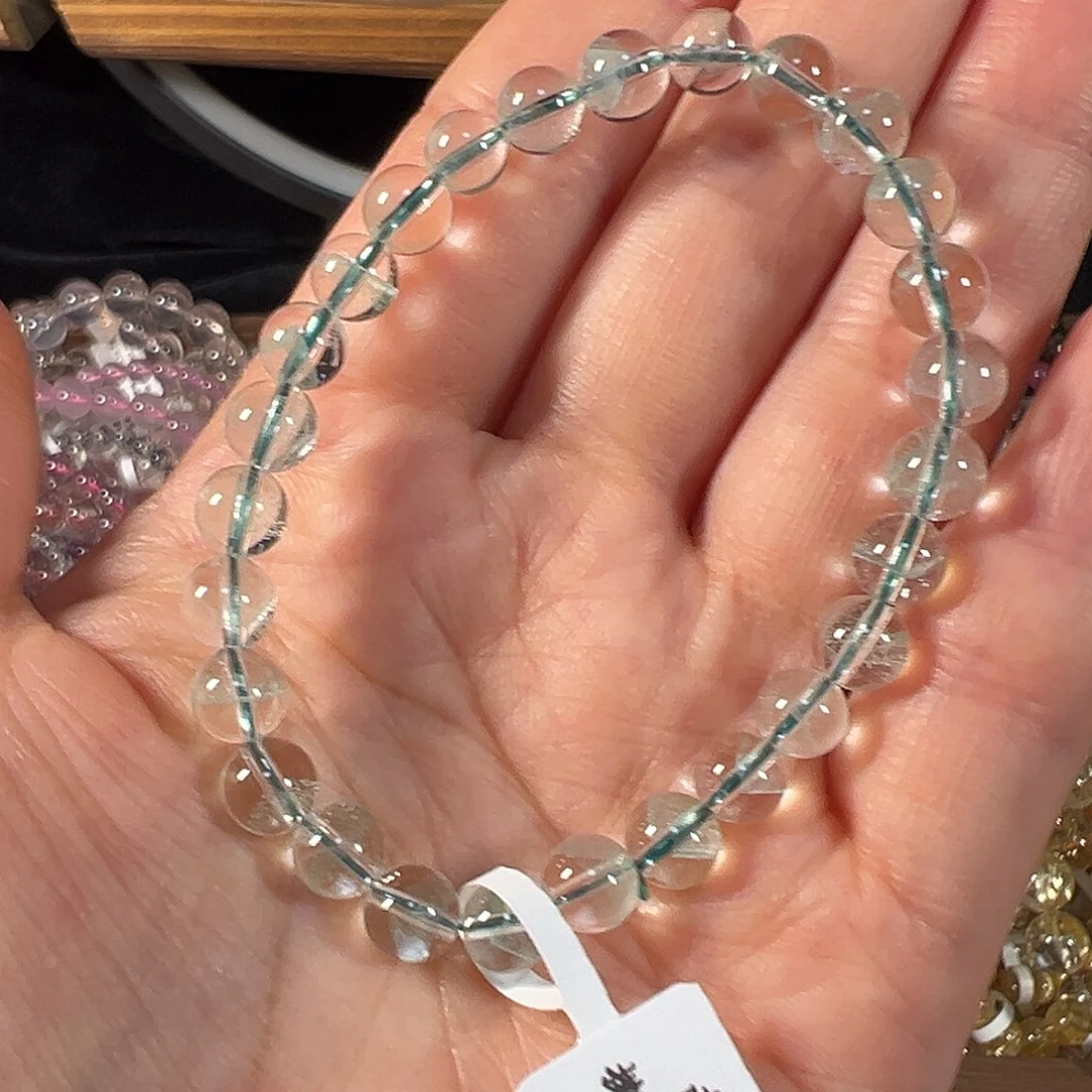 水晶手链未镶嵌巴西翠幽灵6.8mm透体单圈手串