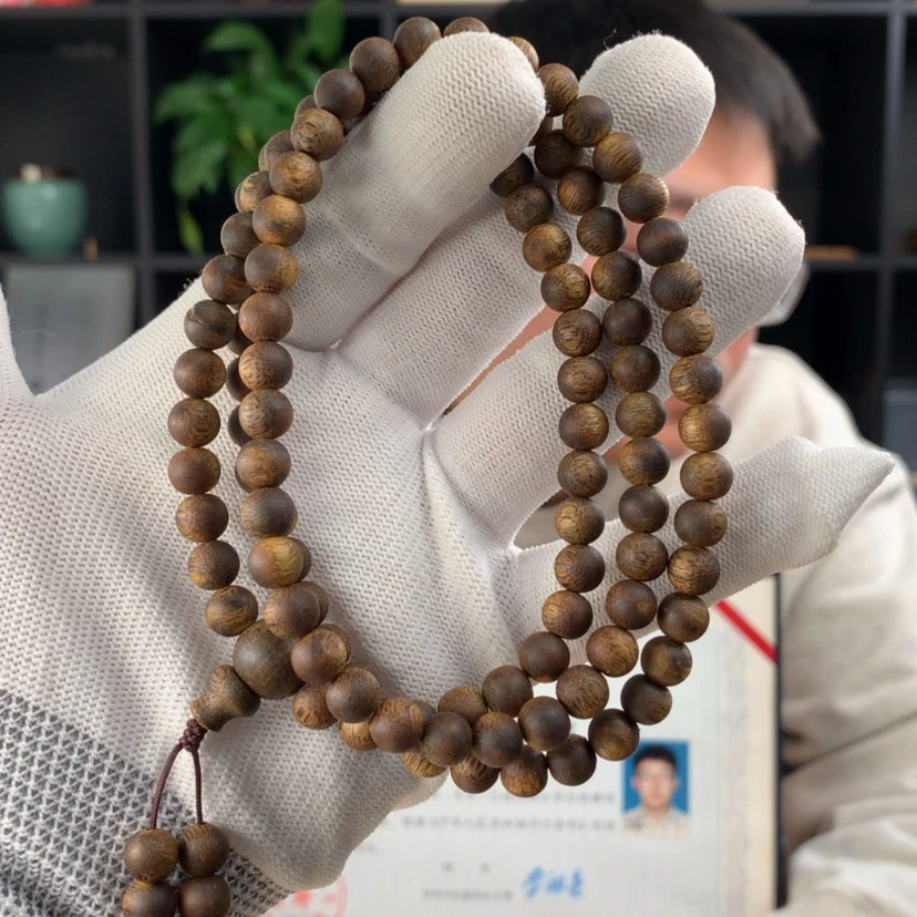 【闪购商品】沉香手串7/108乌身圆野18克