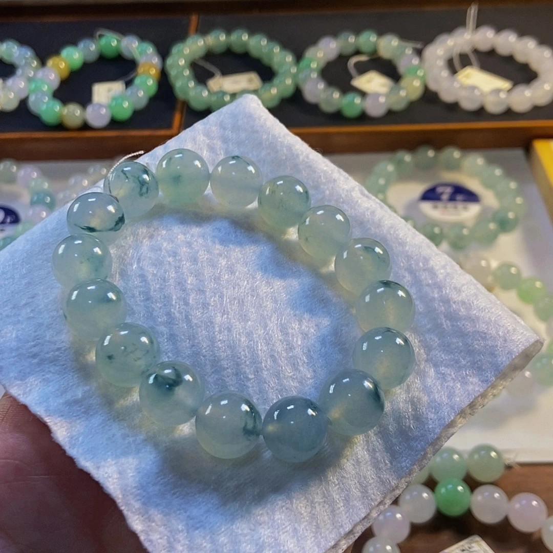 定制翡翠未镶嵌翡翠手串卡12.6