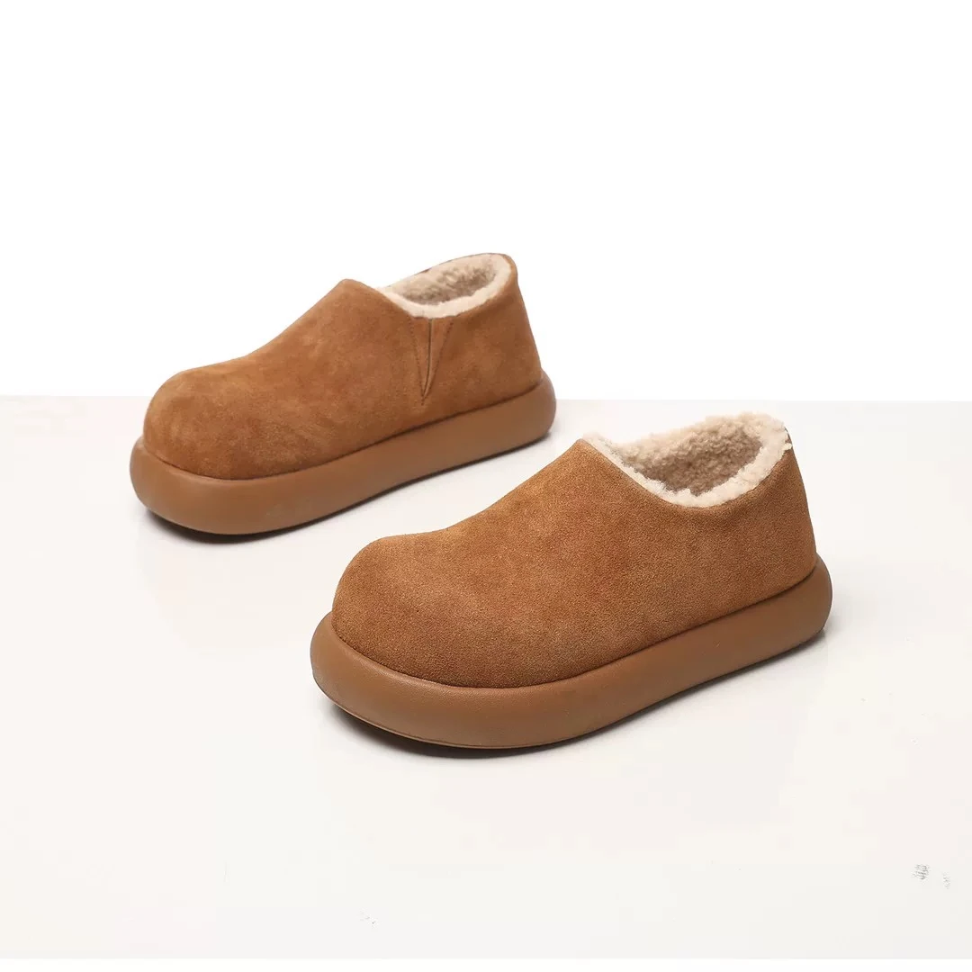 【防水二代小土豆勃肯鞋】百搭增高4.5厚底皮毛一体软底加绒雪地靴