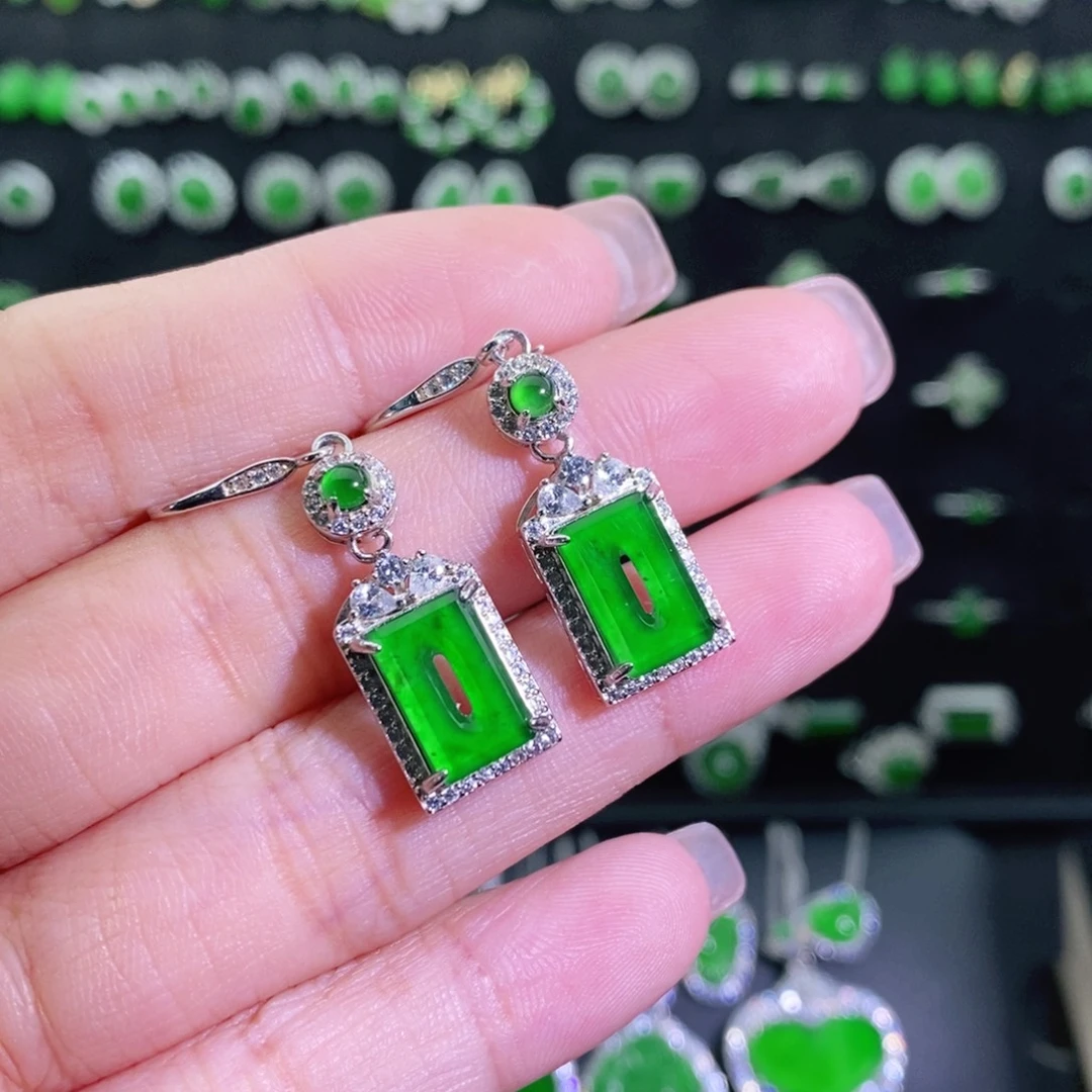 翡翠银S925镶嵌耳饰多样性