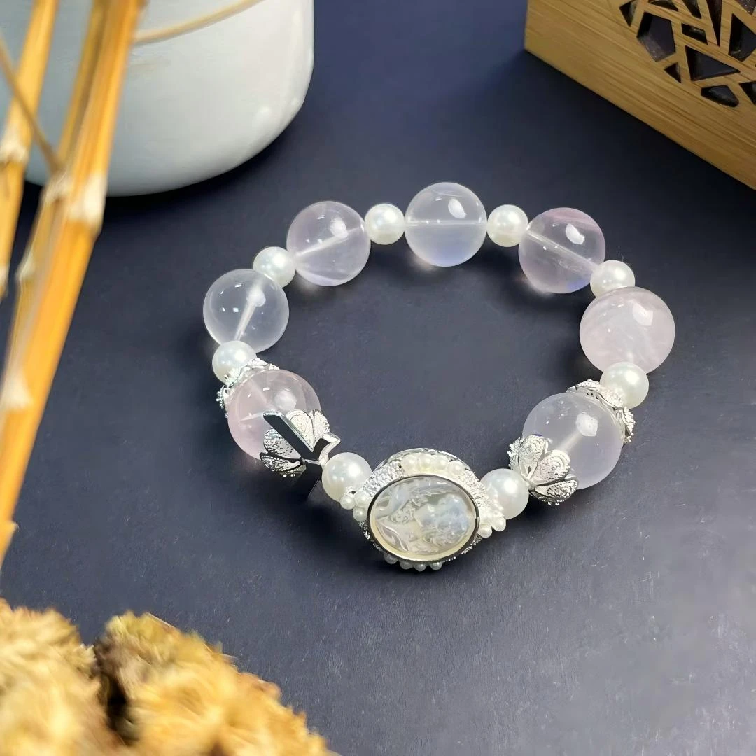 【孤品】粉水晶贝珠DIY手串/RCJY-YN0018/多样性发一件