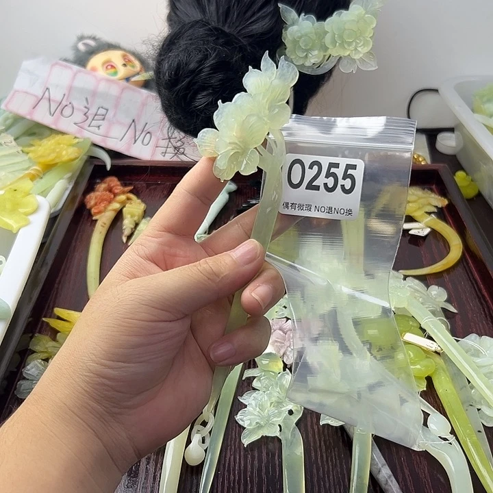 合金蛇纹石玉发饰朝*