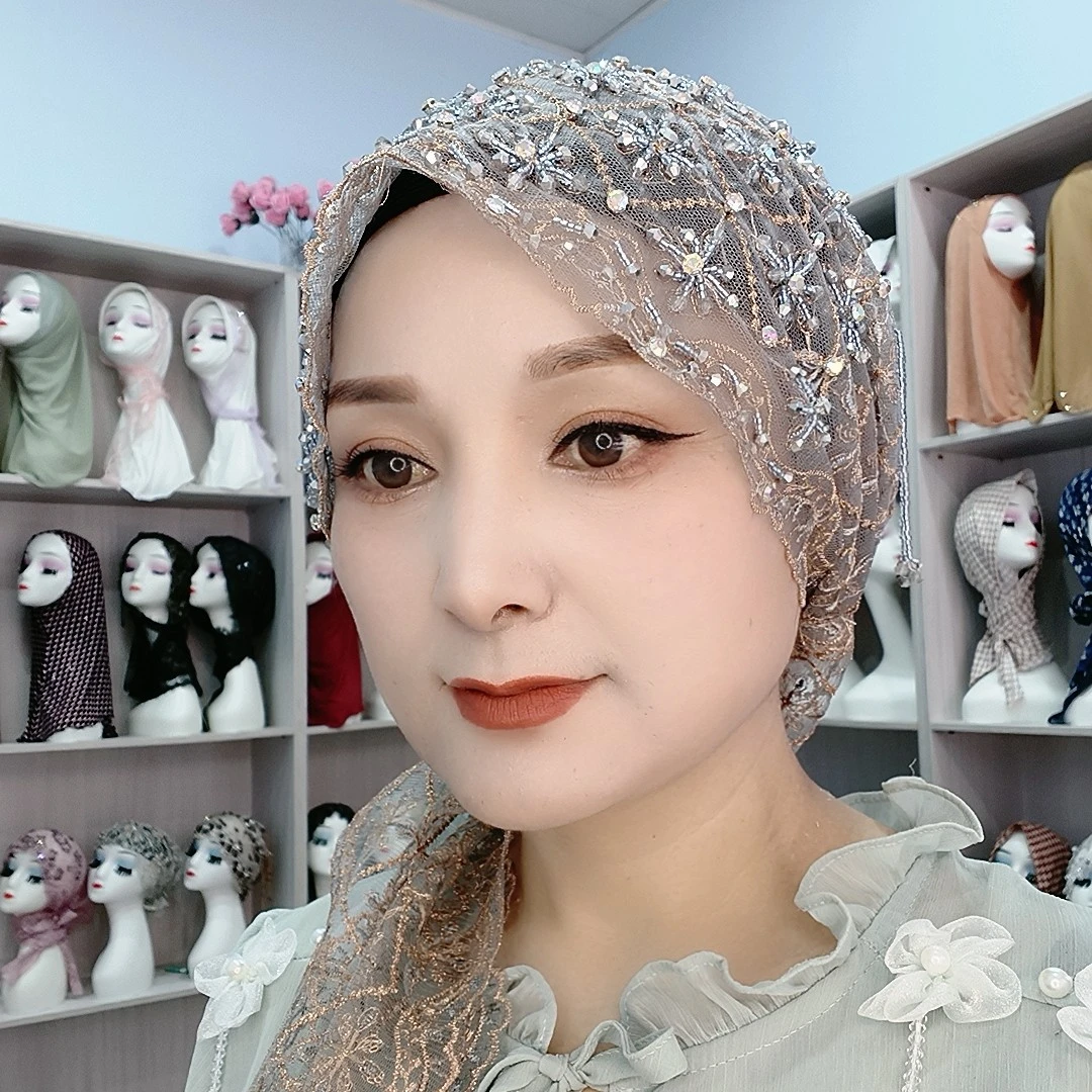 菱形方块水晶流苏飘带帽