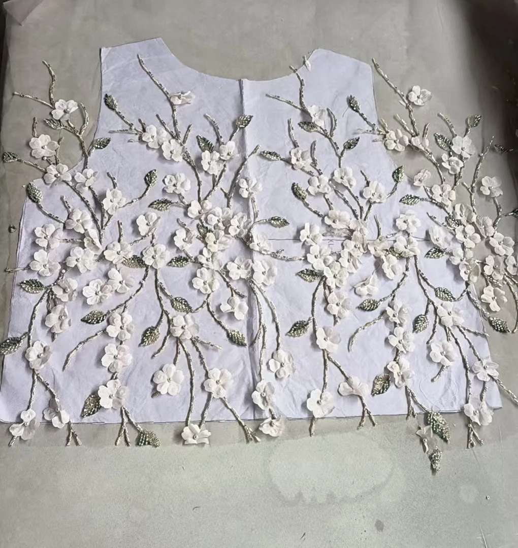 玫瑰花3w针刺绣立体雕花设计师女装