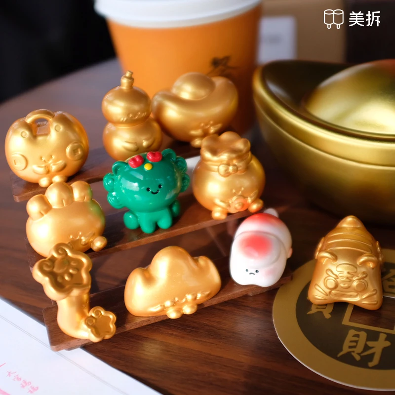 美拆大萌粒命里有钱系列树脂摆件 可爱貔貅锦鲤玩具桌面萌宠