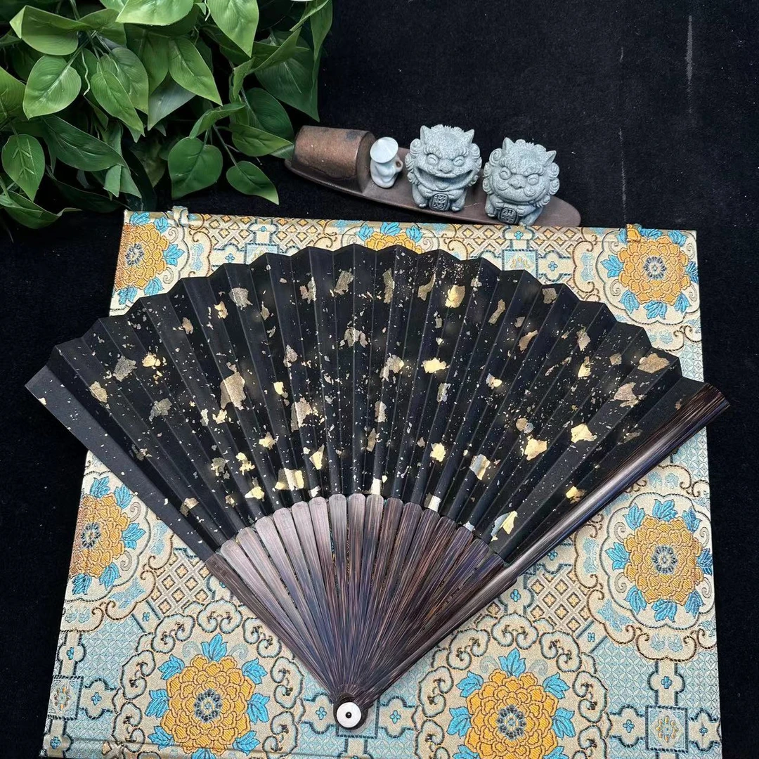 【乾隆爷同款】越南棕竹倒排茄琴圆 95寸16方 文玩折扇 默认不粘