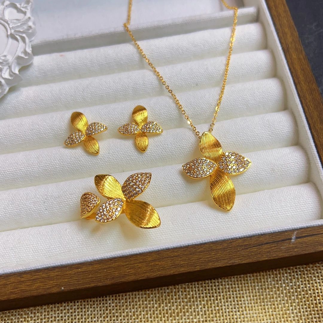 铜合金锆石项链 哈尼西牧时尚百搭三件套#0009289