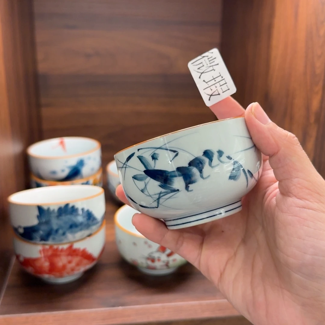 釉下手绘茶具微瑕