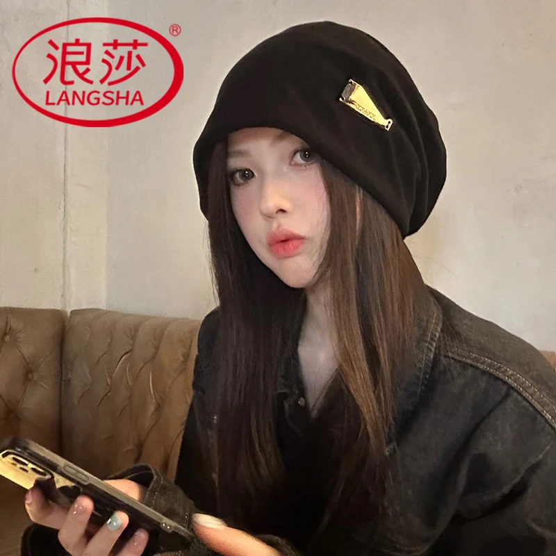 浪莎秋冬新款大头围堆堆帽子女款时尚保暖护耳月子帽冷帽显脸小男