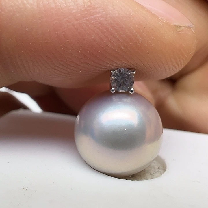 18K金镶嵌吊坠(不含链)淡水珍珠18K王妃珍珠吊坠11-12mm