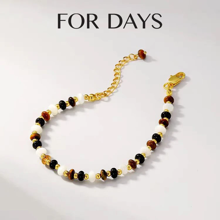 FOR DAYS 铜合金手链 时尚手工文艺复古高级虎眼串珠手链