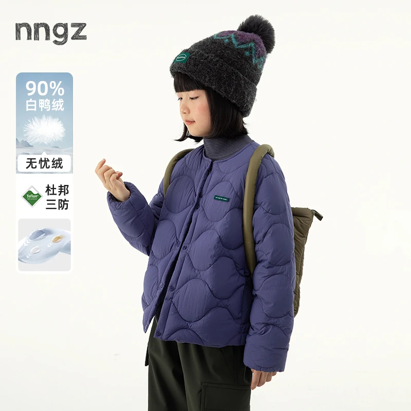 NNGZ秋冬山系户外女童轻薄三防羽绒服微皱白鸭绒外套B25DY0007E