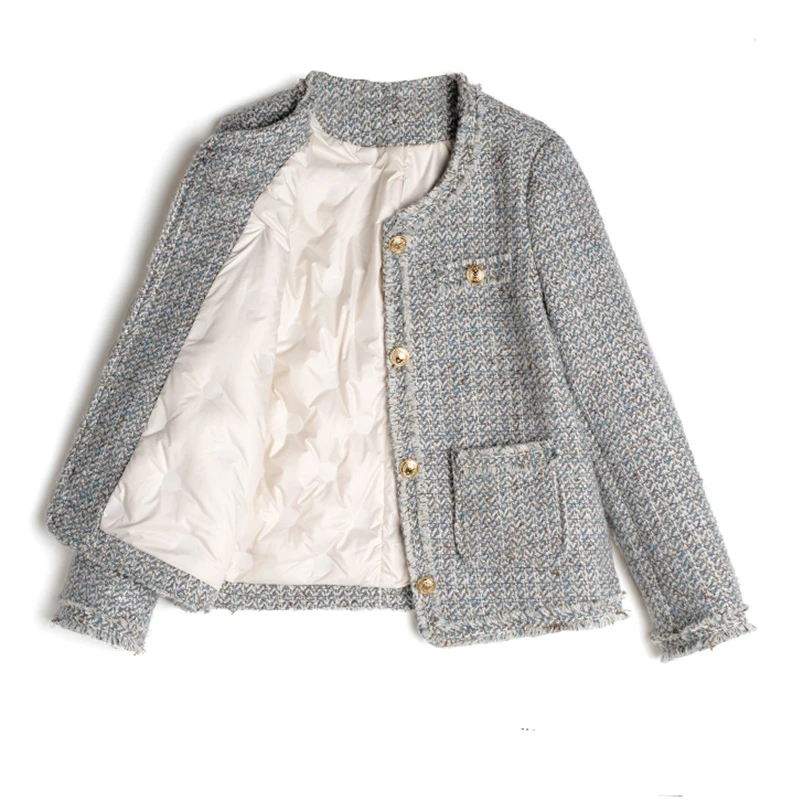 2024秋冬新款小香风外套冰岛灰蓝色8030