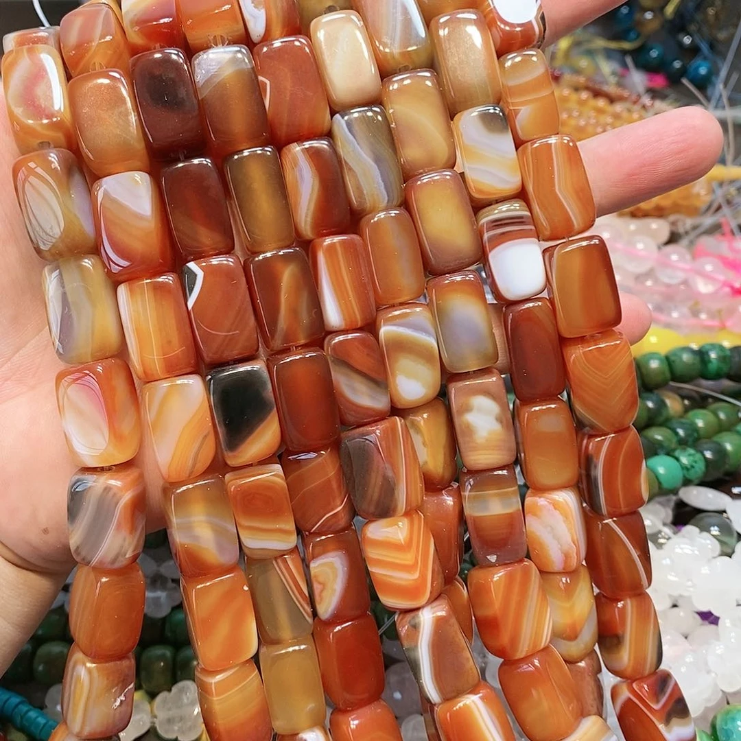 散珠玛瑙/玉髓玛瑙方块一条13x20mm
