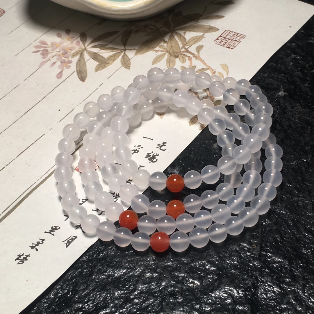【朱锦南红】天然川料南红高冰荔枝冻简约显白多圈手串6mm+38.1g