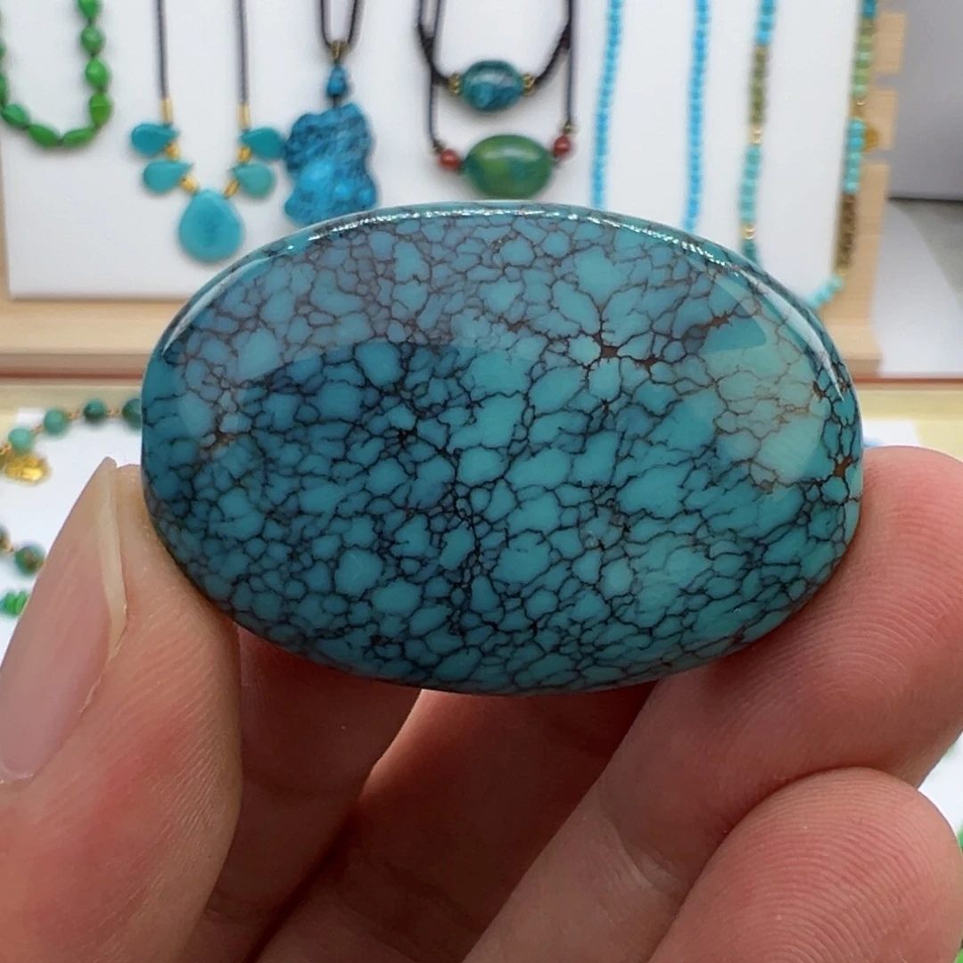 云盖高瓷蓝玉化乌兰花扁珠