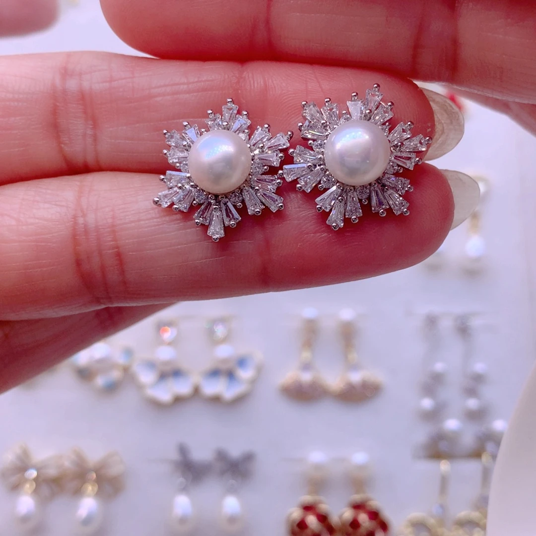 耳饰合金淡水珍珠